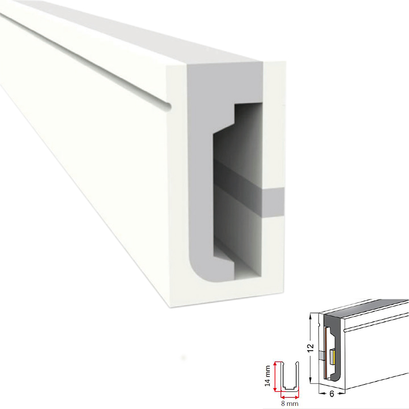 Slender Silicone Light Diffuser for 8mm LED Strips - 06*12mm 120° Side Emitting